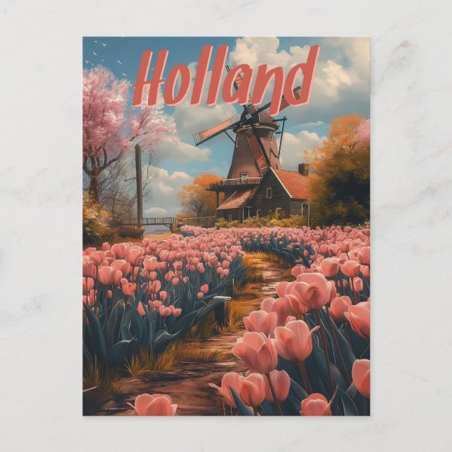Nostalgic Charm: Vintage Holland Postcard (Front)