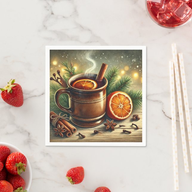 Nostalgic Christmas Market Mulled Wine Découpage Napkin (Insitu)