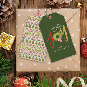 Nostalgic Christmas Modern Colourful Typography Gift Tags