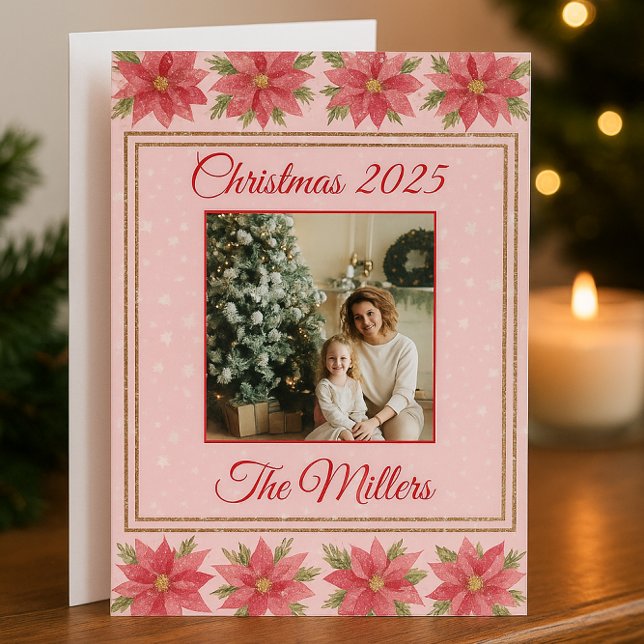 Nostalgic Christmas Poinsettia Holiday Card (Creator Uploaded)