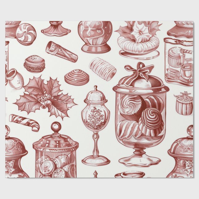 Nostalgic Christmas Red Wrapping Paper (Flat)