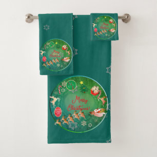 Nostalgic Christmas Santa  Bath Towel Set