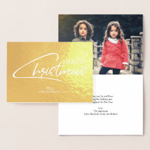 Nostalgic Christmas Script Holiday Gold Foil Card