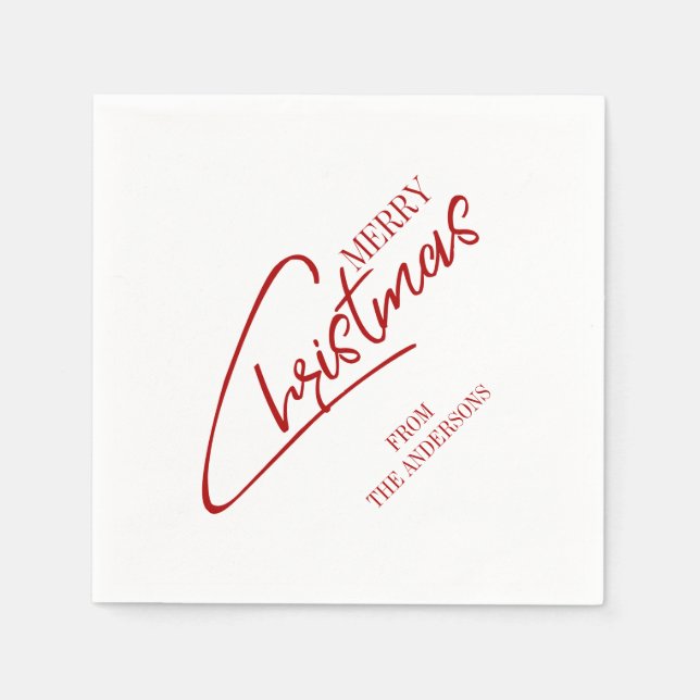 Nostalgic Christmas Script Holiday Paper Napkin (Front)