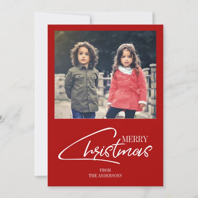 Nostalgic Christmas Script Holiday Photo Card (Front)