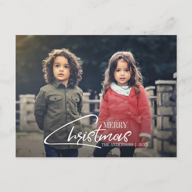 Nostalgic Christmas Script Holiday Photo Postcard (Front)
