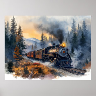 Nostalgic Christmas Train Poster