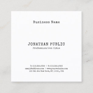Nostalgic Classic Look Elegant Simple Cool Plain Square Business Card