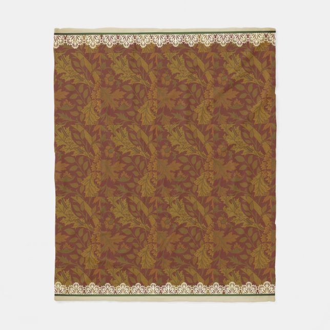 Nostalgic Classic William Morris Gold Holiday  Fleece Blanket (Front)