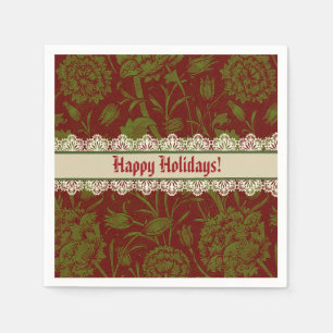 Nostalgic Classic William Morris Red Holiday  Napkin