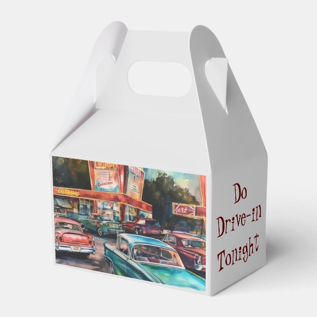 Nostalgic Era Drive-in Graphic Print Favor Box (Front Side)