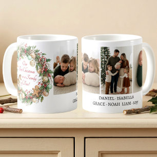Nostalgic Family of Five First Christmas Photo Coffee Mug