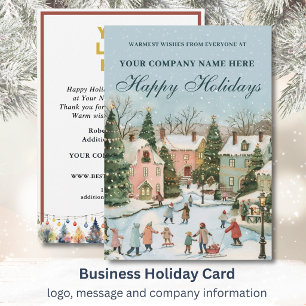Nostalgic Festive Christmas Scene Business Logo Holiday Card