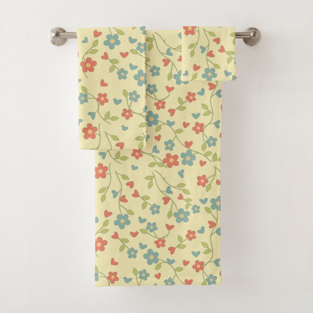 Nostalgic Florals Bathroom Towels set (Insitu)