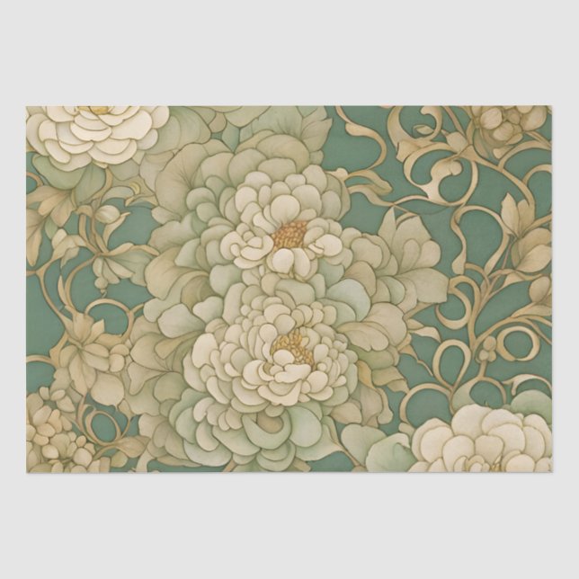 Nostalgic Florals in Vintage Hues Tissue Paper (Front)