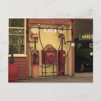 Nostalgic Gas Station Postcard