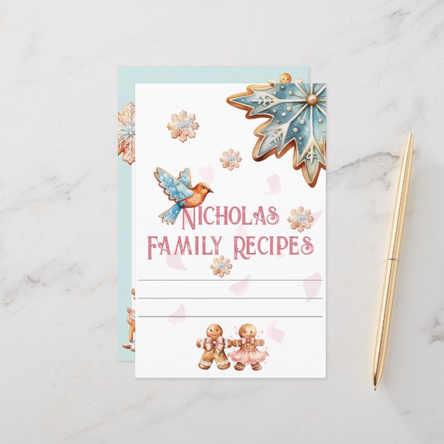 Nostalgic Gingerbread Family Recipe Book Nameplate (Front/Back In Situ)