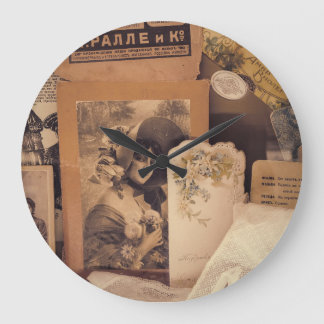 Nostalgic Glamour: Vintage Russian Portraits. Large Clock