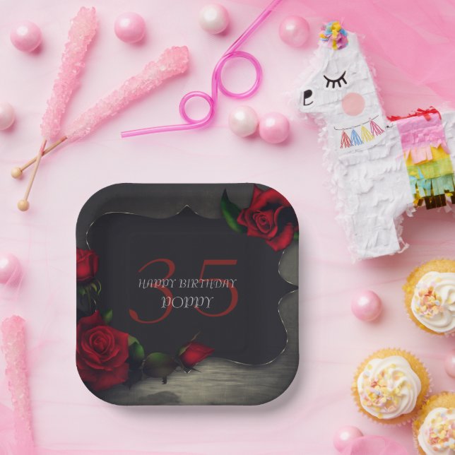 Nostalgic Gothic Love Birthday Paper Plate (Party)