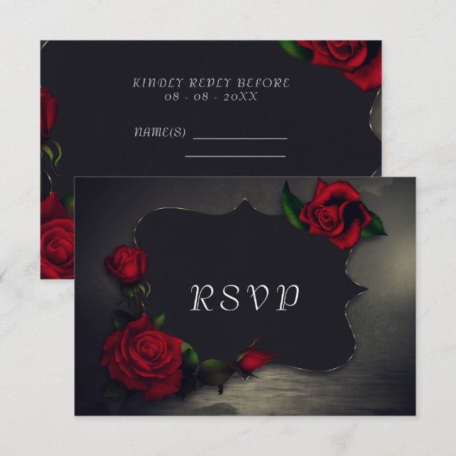 Nostalgic Gothic Love Birthday RSVP Card (Front/Back)