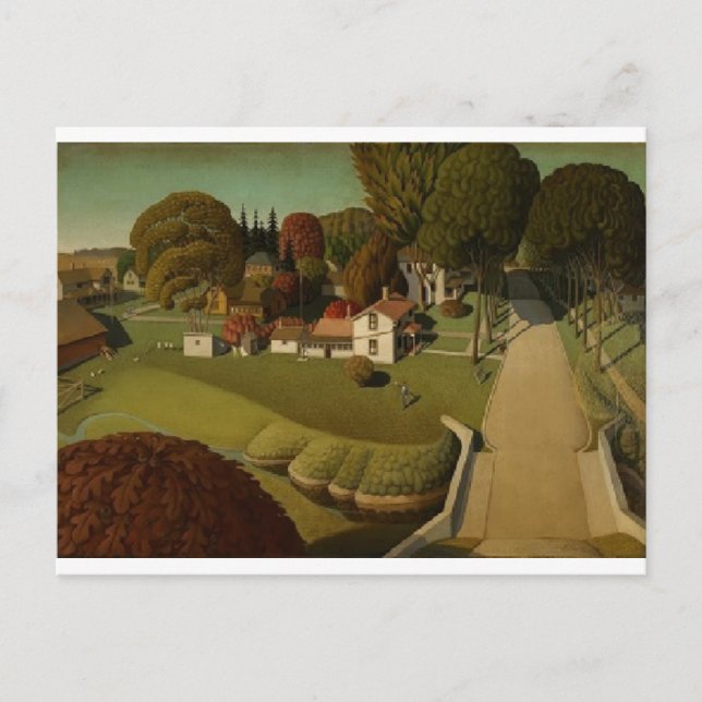 Nostalgic Grant Woods Painting Postcard (Front)