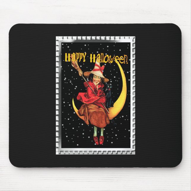 Nostalgic Halloween Good Witch and her Cat Mouse Pad (Front)
