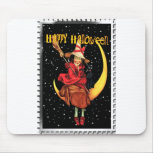 Nostalgic Halloween Good Witch and her Cat Mouse Pad