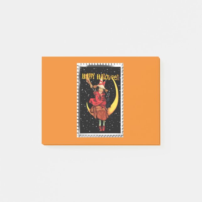 Nostalgic Halloween Good Witch and her Cat Post-it Notes (Front)