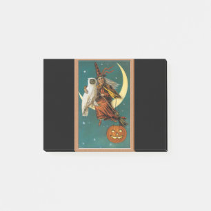 Nostalgic Happy Halloween Witch & Owl Post-it Notes