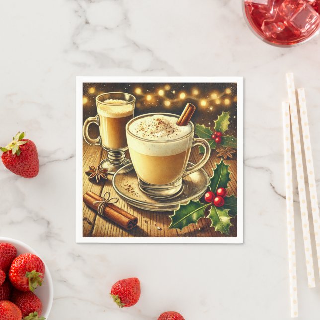 Nostalgic Holiday Beverage Eggnog Latte Découpage Napkin (Insitu)