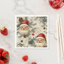 Nostalgic Holiday Rosy Santa Pattern Découpage