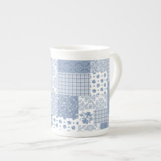 Nostalgic Indigo Faux Patchwork Bone China Mug