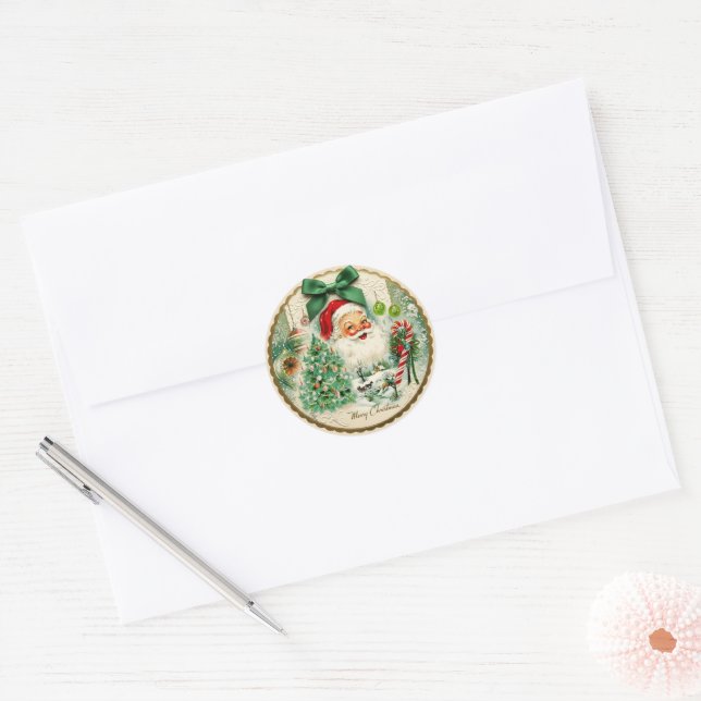 Nostalgic Kitschmas  Classic Round Sticker (Envelope)