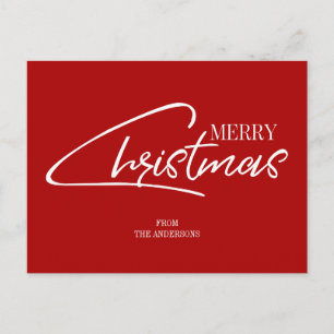 Nostalgic Merry Christmas Script Holiday Postcard
