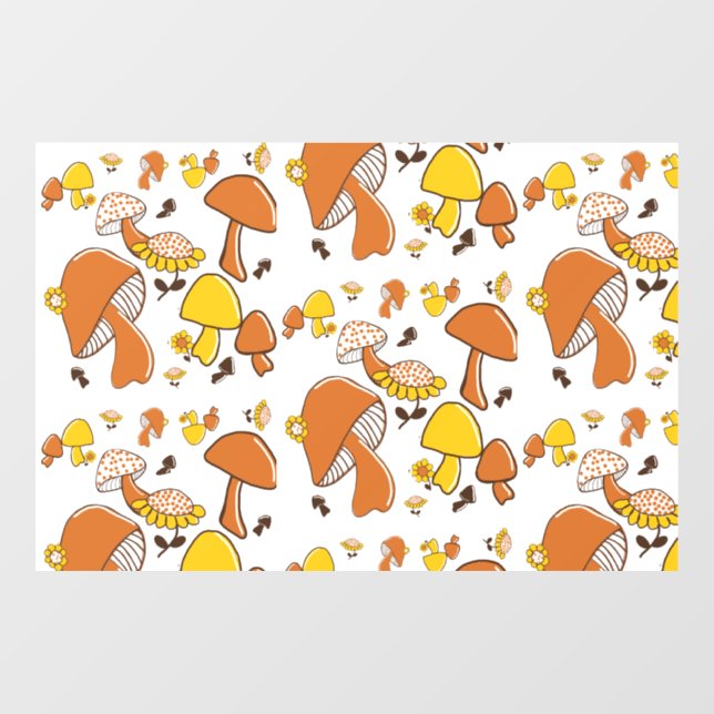 Nostalgic Mushroom Pattern Window Cling (Sheet)