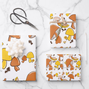 Nostalgic Mushroom Pattern Wrapping Paper Sheet