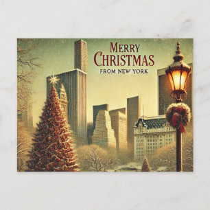 Nostalgic New York Christmas Design Holiday Postcard