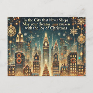 Nostalgic New York Christmas - Iconic Holiday Postcard