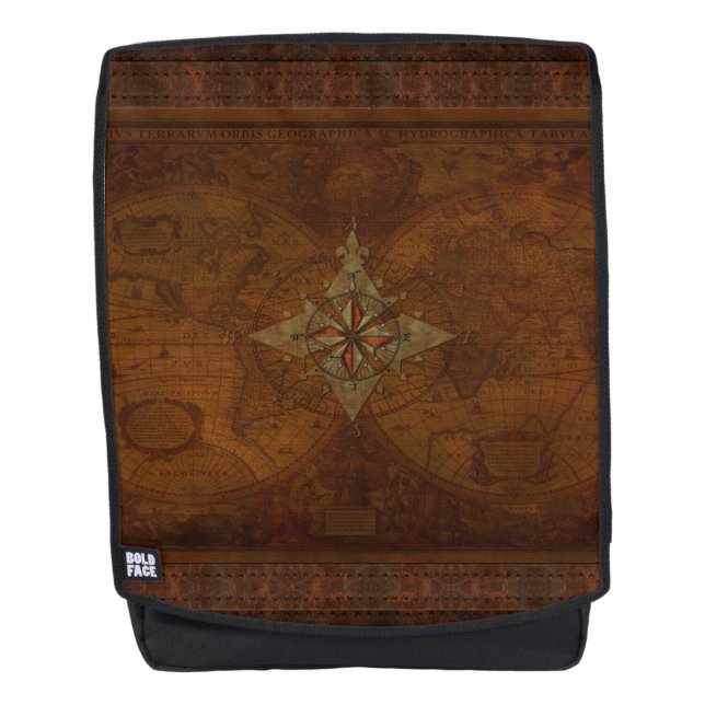 Nostalgic Old Compass Rose Design Backpack (Front)