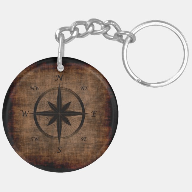 Nostalgic Old Compass Rose Design Keychain (Back Right)