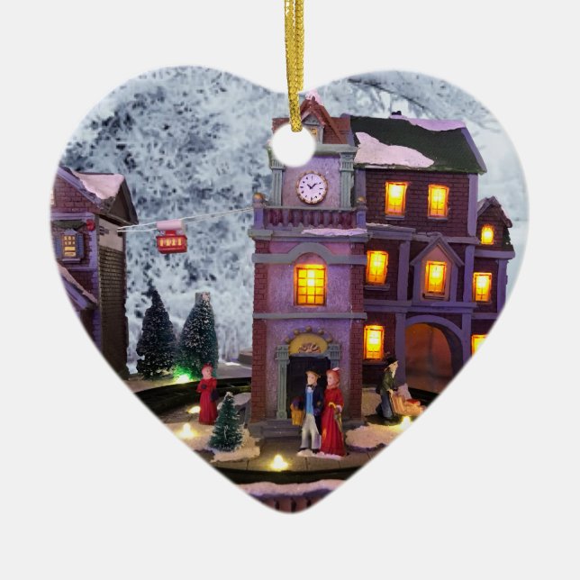 Nostalgic Old fashioned Village Ceramic Ornament (Front)