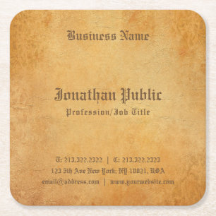 Nostalgic Old Paper Look Professional Elegant Square Paper Coaster