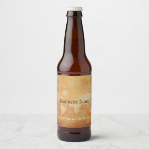 Nostalgic Old Paper Look World Map Liquor Beer Bottle Label