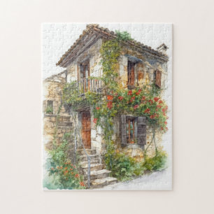 Nostalgic Old Stone Building in European Village Jigsaw Puzzle