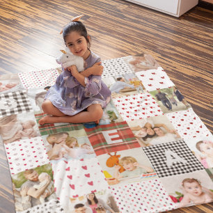 Nostalgic Patchwork Memories: Quilt Pattern Photo Fleece Blanket