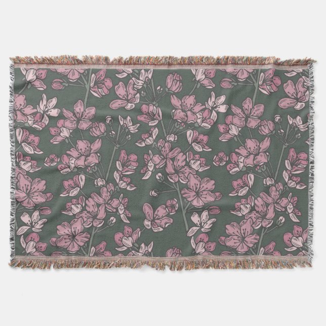 Nostalgic pink floral french country throw blanket (Front)