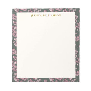 Nostalgic pink floral Personalized Name Notepad
