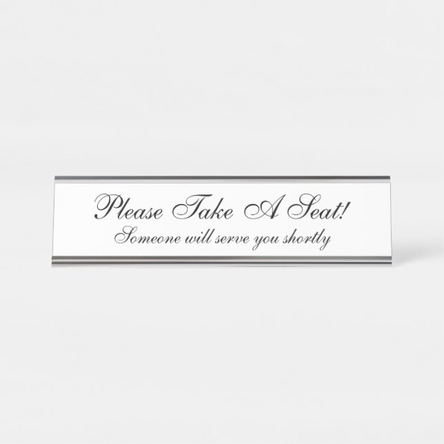 Nostalgic "Please Take A Seat!" Desk Name Plate (Front)