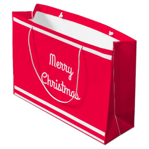 Nostalgic Red White Template Merry Christmas Text Large Gift Bag