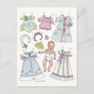 Nostalgic Redhead Baby Paper Doll Postcard